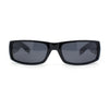 Polarized Classic Manly All Black Narrow Rectangle Mad Dog Plastic Sunglasses