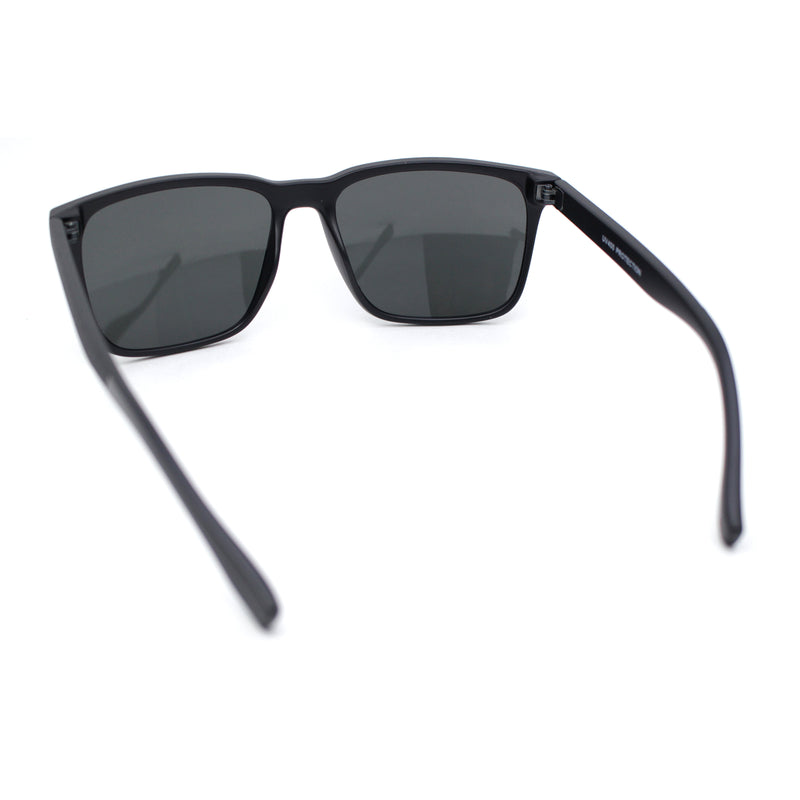 Mens Rectangular Minimal Horn Rim Sporty Gentlemanly Sunglasses