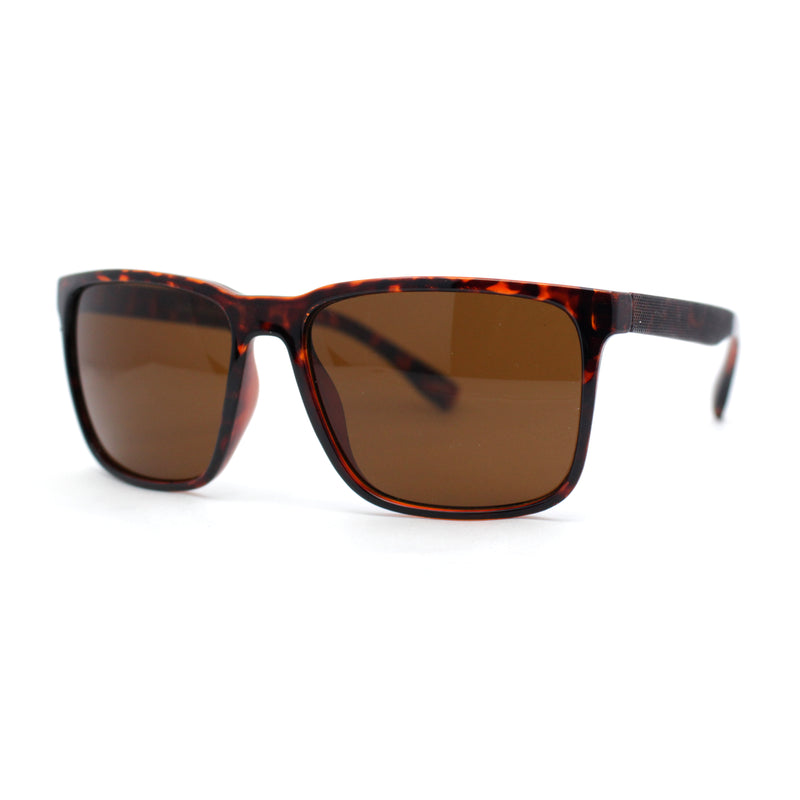 Mens Rectangular Minimal Horn Rim Sporty Gentlemanly Sunglasses