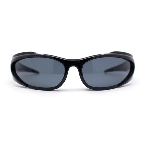 90s Trendy Plastic Narrow Wrap Around Oval Sport Sunglasses