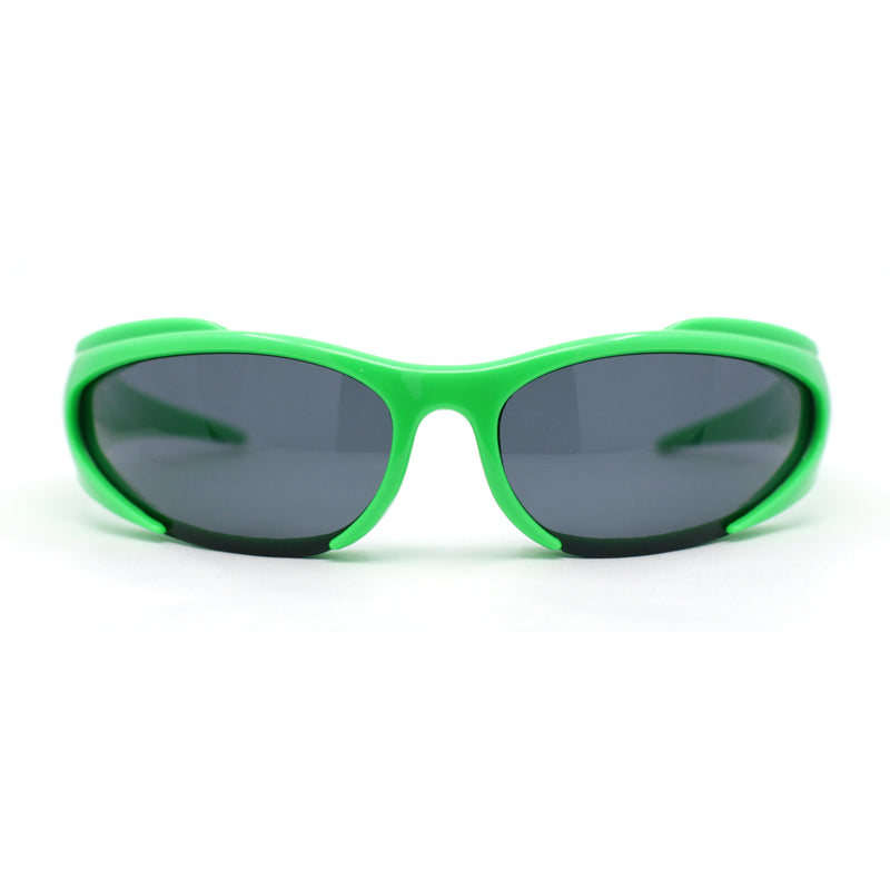 90s Trendy Plastic Narrow Wrap Around Oval Sport Sunglasses