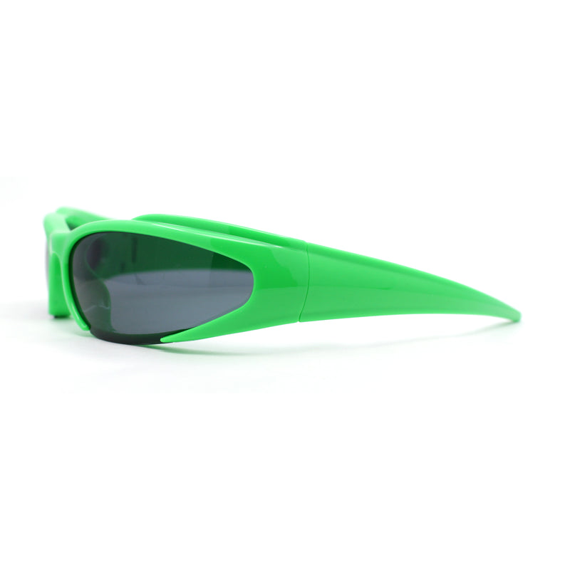 90s Trendy Plastic Narrow Wrap Around Oval Sport Sunglasses