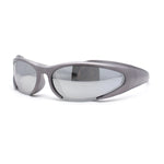 90s Trendy Plastic Narrow Wrap Around Oval Sport Sunglasses