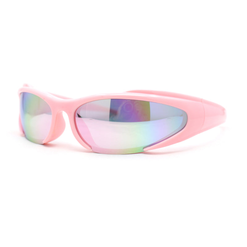 90s Trendy Plastic Narrow Wrap Around Oval Sport Sunglasses