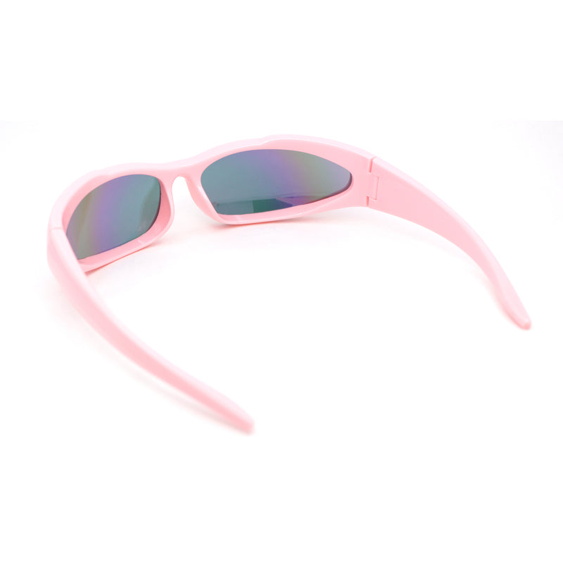 90s Trendy Plastic Narrow Wrap Around Oval Sport Sunglasses