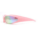 90s Trendy Plastic Narrow Wrap Around Oval Sport Sunglasses