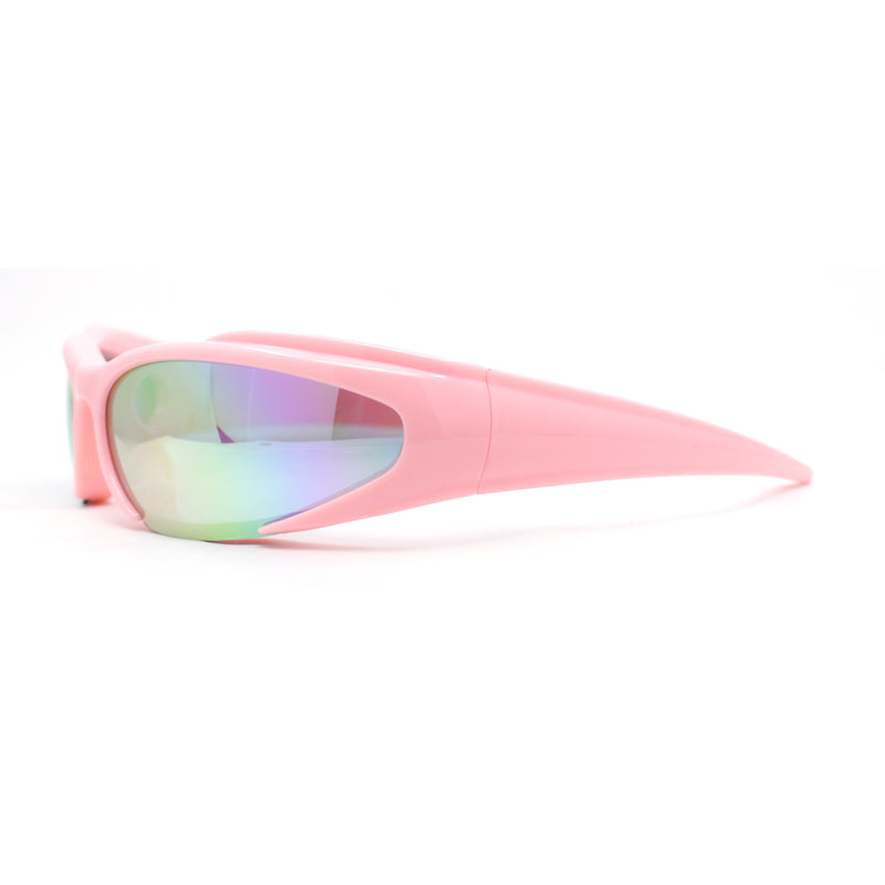 90s Trendy Plastic Narrow Wrap Around Oval Sport Sunglasses