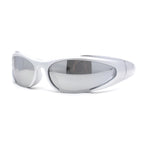 90s Trendy Plastic Narrow Wrap Around Oval Sport Sunglasses