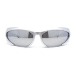 90s Trendy Plastic Narrow Wrap Around Oval Sport Sunglasses