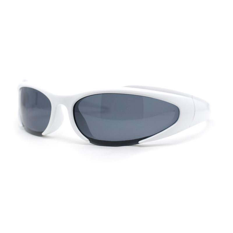 90s Trendy Plastic Narrow Wrap Around Oval Sport Sunglasses