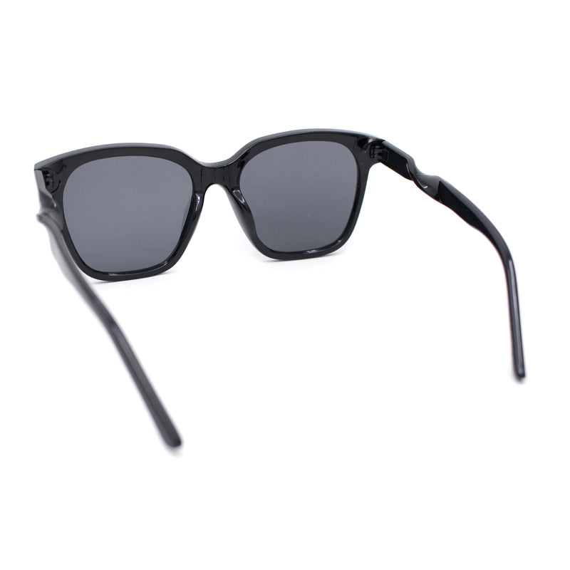 Womens Oversized Designer Horn Rim Twisted Arm Plastic Rectangular Sunglasses