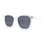 Womens Oversized Designer Horn Rim Twisted Arm Plastic Rectangular Sunglasses