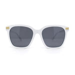 Womens Oversized Designer Horn Rim Twisted Arm Plastic Rectangular Sunglasses