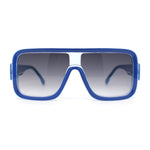 Oversized Rectangle Racer Shield 80s Plastic Fashion Flat Top Sunglasses