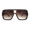 Oversized Rectangle Racer Shield 80s Plastic Fashion Flat Top Sunglasses