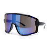 Mens Trendy Oversized Rectangle Shield Color Mirror Plastic Sport Sunglasses