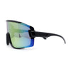 Mens Trendy Oversized Rectangle Shield Color Mirror Plastic Sport Sunglasses