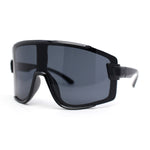 Mens Trendy Oversized Rectangle Shield Color Mirror Plastic Sport Sunglasses