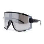 Mens Trendy Oversized Rectangle Shield Color Mirror Plastic Sport Sunglasses