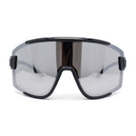 Mens Trendy Oversized Rectangle Shield Color Mirror Plastic Sport Sunglasses