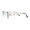 Luxury Jewel Large Chain Link Arm Rimless Rectangle Designer Sunglasses