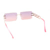 Luxury Jewel Large Chain Link Arm Rimless Rectangle Designer Sunglasses