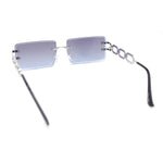 Luxury Jewel Large Chain Link Arm Rimless Rectangle Designer Sunglasses