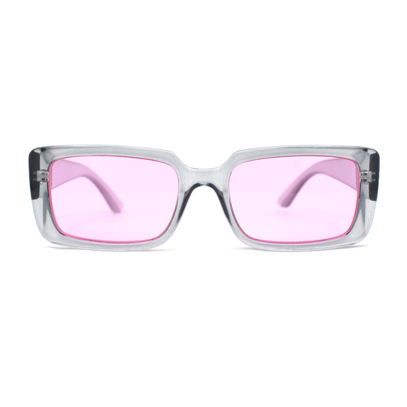 Womens Mod Rectangle Chic Fashion Minimal Thick Plastic Sunglasses