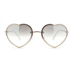 Womens Metal Race Jewel Trim Rimless Heart Shape Hippie Sunglasses