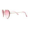 Womens Metal Race Jewel Trim Rimless Heart Shape Hippie Sunglasses