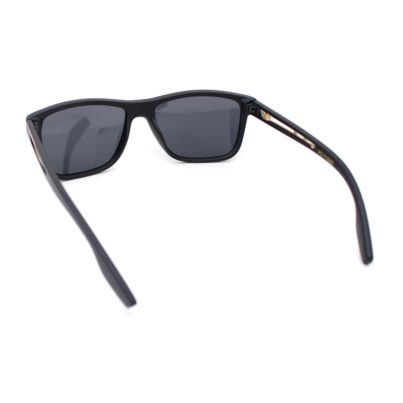 Mens Polarized Antiglare Rectangular Sport Horn Rim Agent Sunglasses