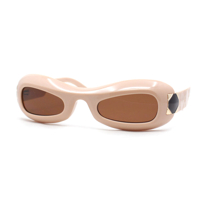 Unique Retro Convex Narrow Oval Luxury Designer Plastic Sunglasses