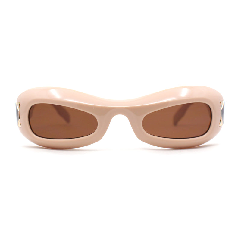 Unique Retro Convex Narrow Oval Luxury Designer Plastic Sunglasses