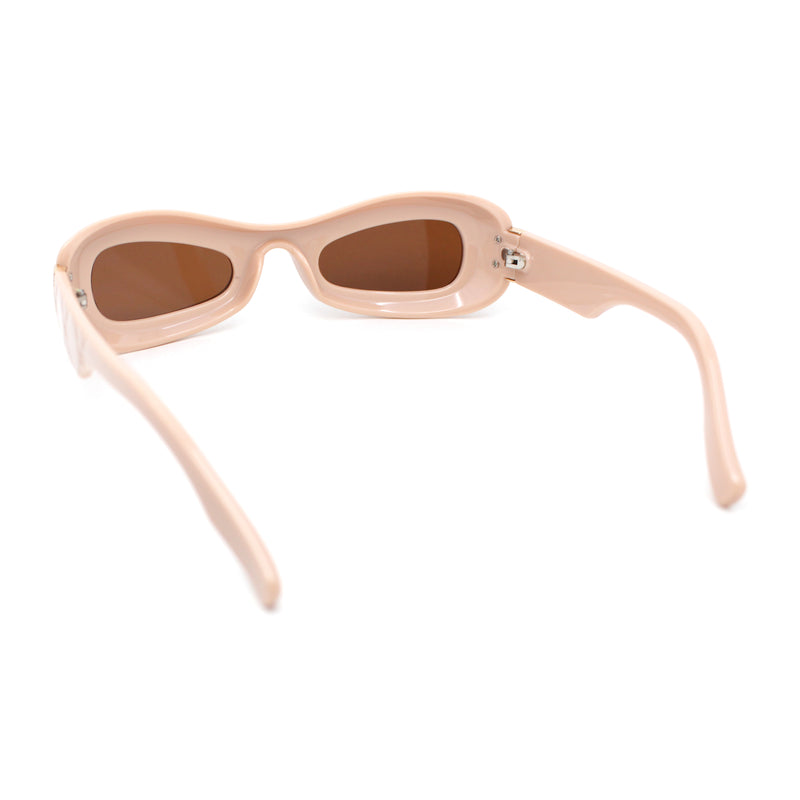 Unique Retro Convex Narrow Oval Luxury Designer Plastic Sunglasses