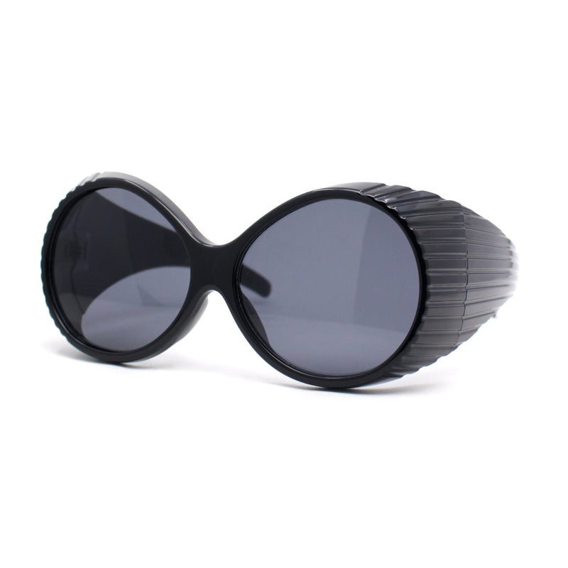 Oversized Round Goggle Style Thick Temple Plastic Dimensional Plastic Sunglasses