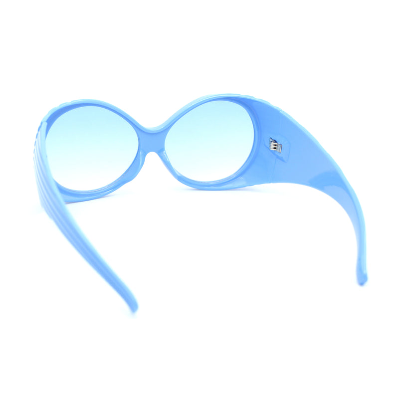 Oversized Round Goggle Style Thick Temple Plastic Dimensional Plastic Sunglasses