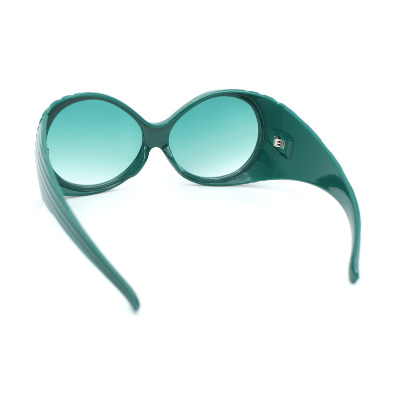 Oversized Round Goggle Style Thick Temple Plastic Dimensional Plastic Sunglasses