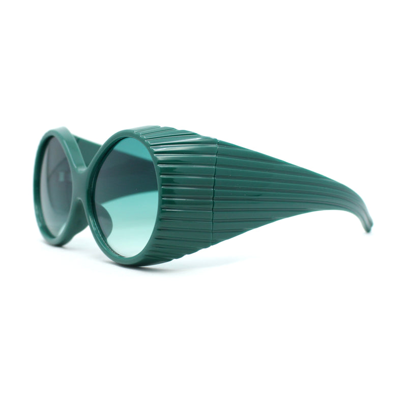 Oversized Round Goggle Style Thick Temple Plastic Dimensional Plastic Sunglasses