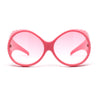 Oversized Round Goggle Style Thick Temple Plastic Dimensional Plastic Sunglasses