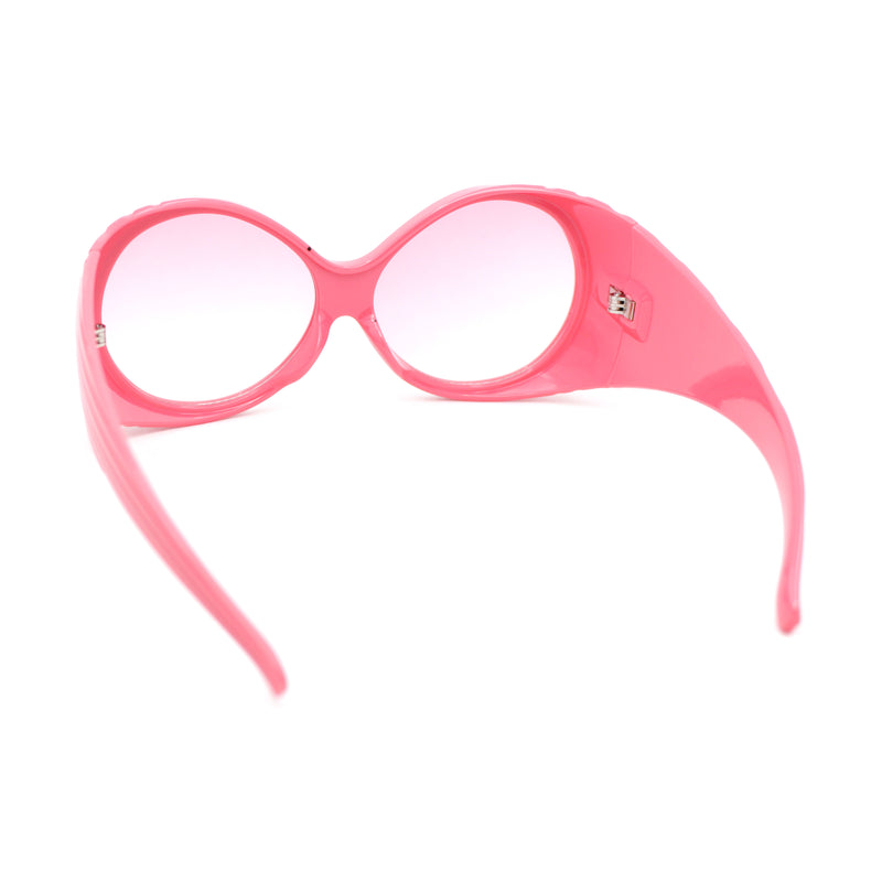 Oversized Round Goggle Style Thick Temple Plastic Dimensional Plastic Sunglasses