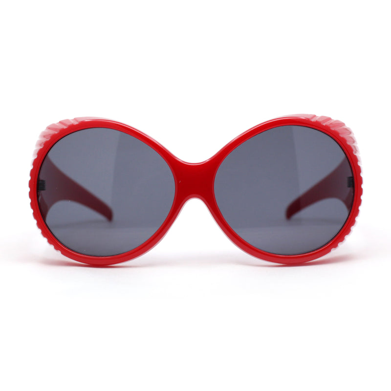 Oversized Round Goggle Style Thick Temple Plastic Dimensional Plastic Sunglasses