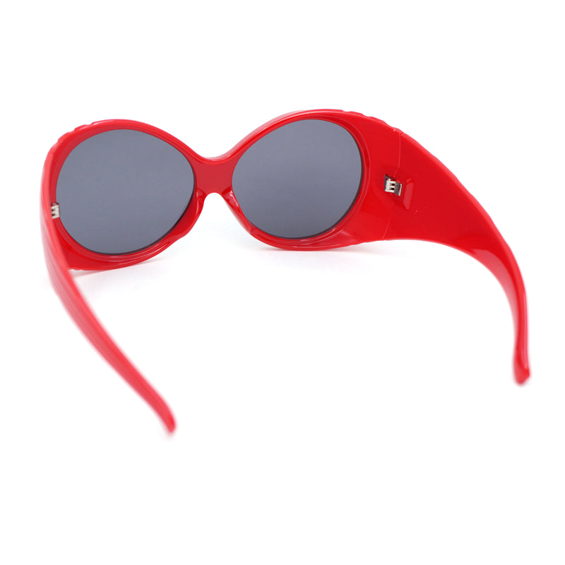 Oversized Round Goggle Style Thick Temple Plastic Dimensional Plastic Sunglasses