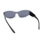 80s Robotic Rectangular Rimless Shield Sport Plastic Sunglasses