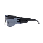 80s Robotic Rectangular Rimless Shield Sport Plastic Sunglasses