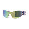 80s Robotic Rectangular Rimless Shield Sport Plastic Sunglasses