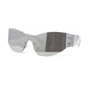 80s Robotic Rectangular Rimless Shield Sport Plastic Sunglasses