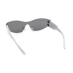 80s Robotic Rectangular Rimless Shield Sport Plastic Sunglasses