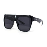 Flat Top Oversized Rectangular Plastic Retro Racer Fashion Sunglasses