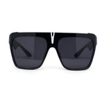 Flat Top Oversized Rectangular Plastic Retro Racer Fashion Sunglasses