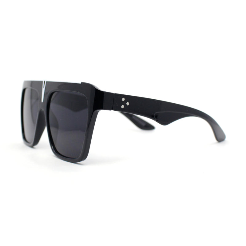 Flat Top Oversized Rectangular Plastic Retro Racer Fashion Sunglasses